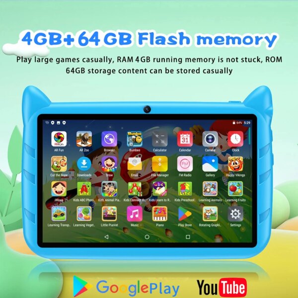 7 Inch Kid Tablet Android 13 4GB RAM 64GB ROM 1TB Expand 5G WiFi 4000MAH Battery Dual Camera - Image 2
