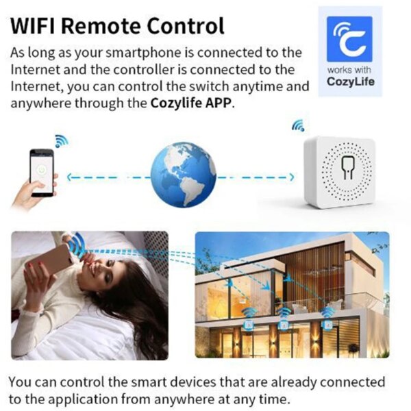 Wifi Smart Switch 16A Mini Wifi DIY Light Switches Support 2 Way Control Wireless Smart Home Breaker Works With Cozylife APP - Image 3