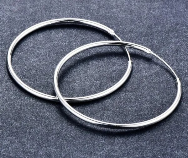 925 Sterling Silver Round Hoop Earring - Image 4