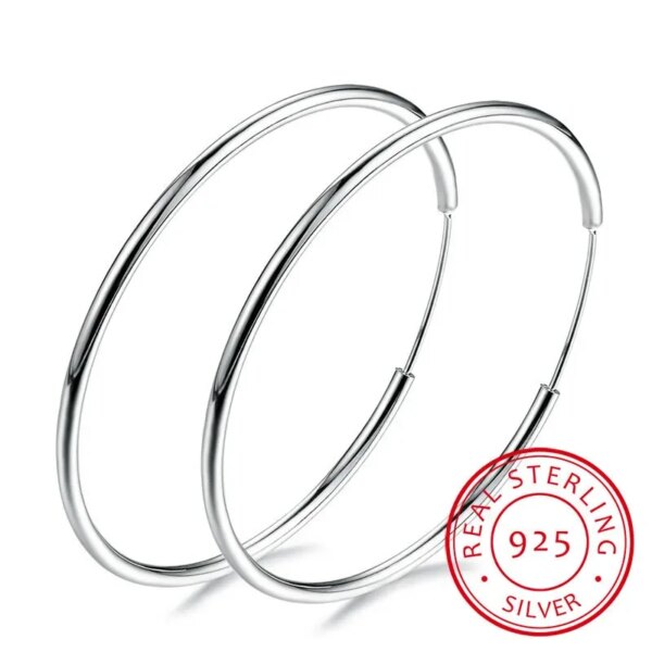 925 Sterling Silver Round Hoop Earring