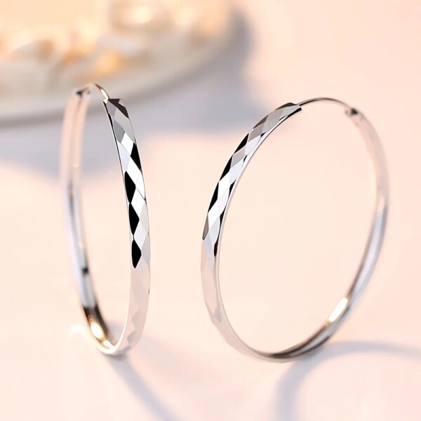 925 Sterling Silver Luxury 5CM Big Circle Hoop Earrings - Image 3