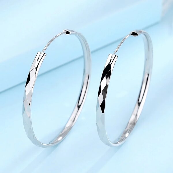 925 Sterling Silver Luxury 5CM Big Circle Hoop Earrings - Image 4