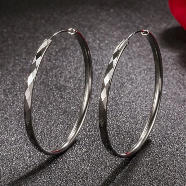 925 Sterling Silver Luxury 5CM Big Circle Hoop Earrings - Image 6