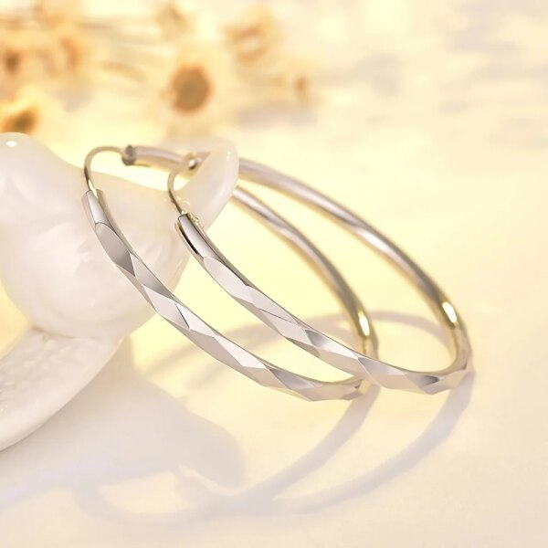 925 Sterling Silver Luxury 5CM Big Circle Hoop Earrings - Image 2