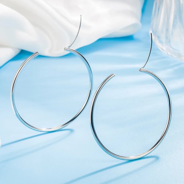 3/4/5/6CM 925 Sterling Silver Round Hoop Earrings - Image 4