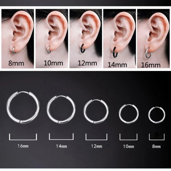 Unisex Stainless Steel Small Hoops Earrings - Image 4