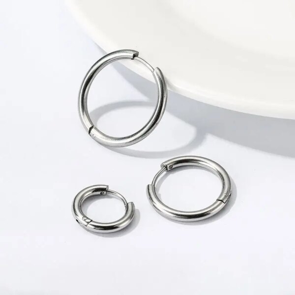 Unisex Stainless Steel Small Hoops Earrings - Image 3