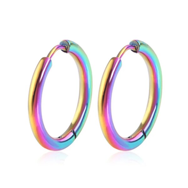 Unisex Stainless Steel Small Hoops Earrings