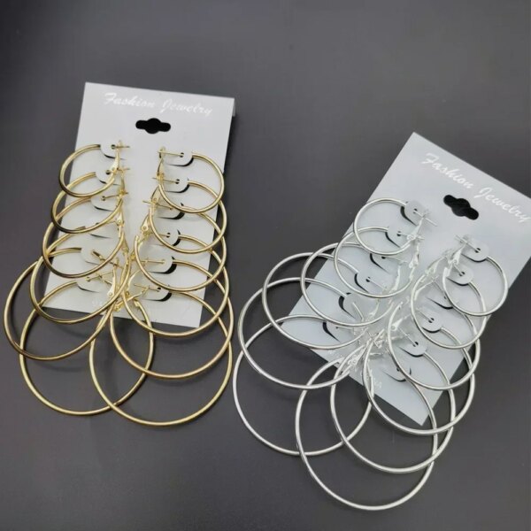 6Pairs Big Circle Hoop Earrings Set