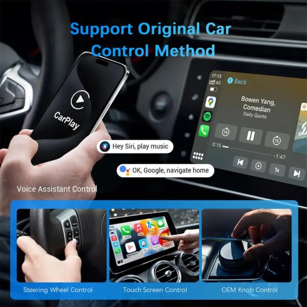 2in1 Wired to Wireless CarPlay Android Auto Adapter for OEM Car Stereo With USB Plug and Play - Image 4