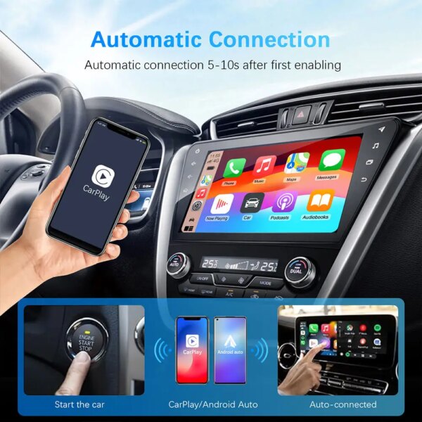 2in1 Wired to Wireless CarPlay Android Auto Adapter for OEM Car Stereo With USB Plug and Play - Image 3