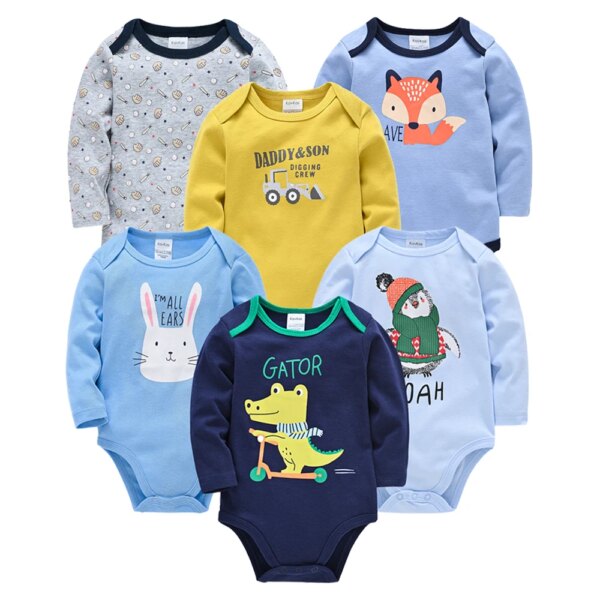 Newborn Baby Multi Design Long Sleeve Onesie Pack - Image 6